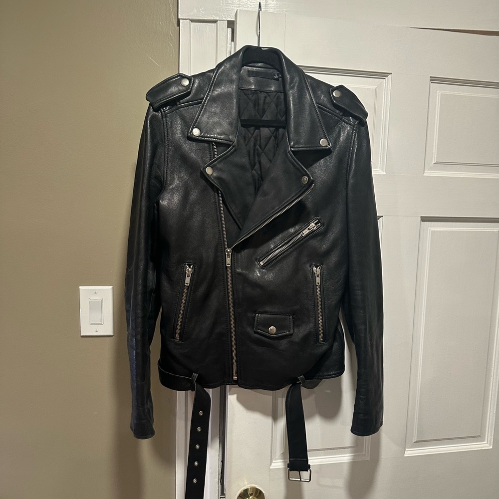 BLK DNM Black Leather Moto Biker Jacket